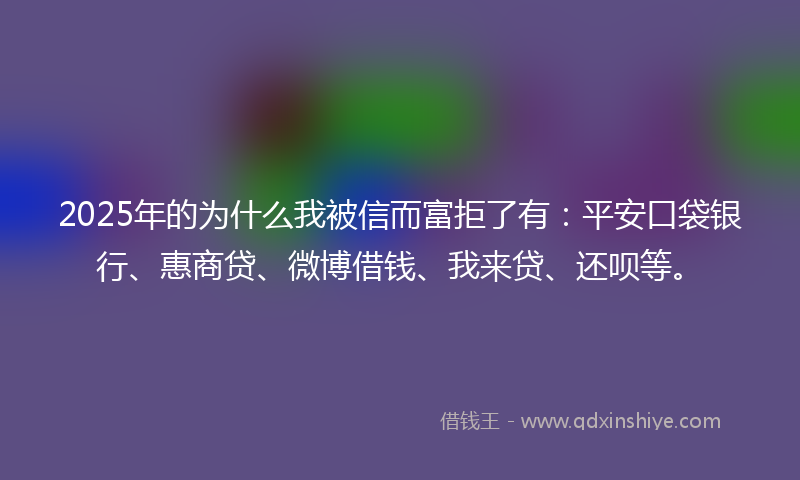 2025年的为什么我被信而富拒了有：平安口袋银行、惠商贷、微博借钱、我来贷、还呗等。