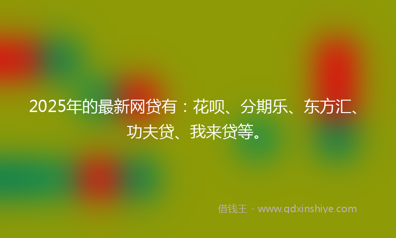 2025年的最新网贷有：花呗、分期乐、东方汇、功夫贷、我来贷等。