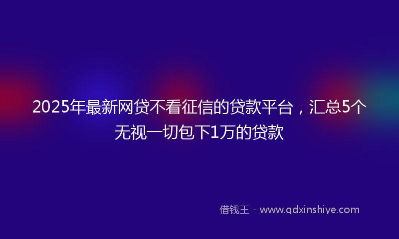 2025年最新网贷不看征信的贷款平台，汇总5个无视一切包下1万的贷款