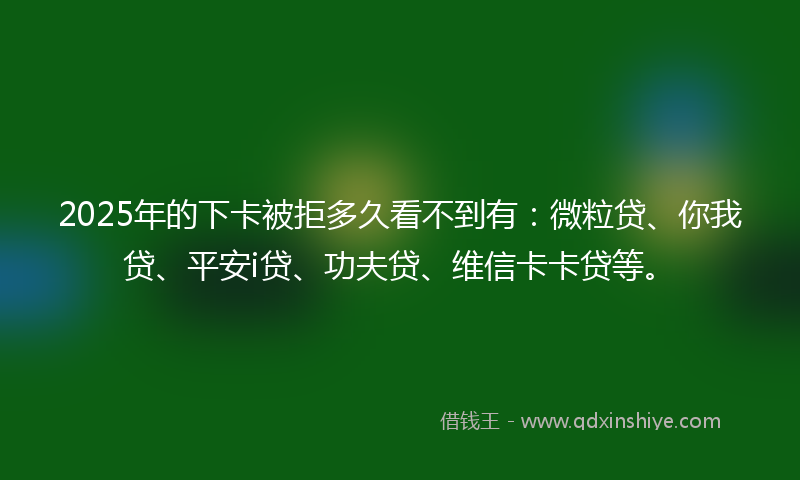 2025年的下卡被拒多久看不到有：微粒贷、你我贷、平安i贷、功夫贷、维信卡卡贷等。