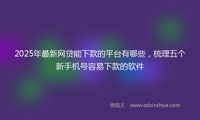 2025年最新网贷能下款的平台有哪些，梳理五个新手机号容易下款的软件
