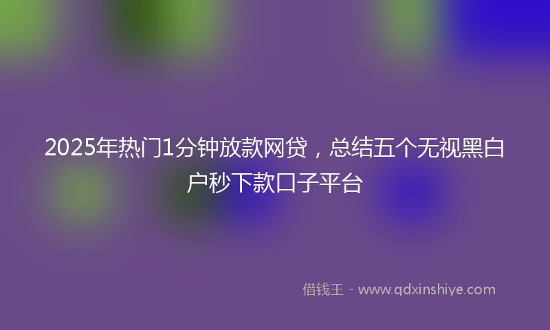 2025年热门1分钟放款网贷，总结五个无视黑白户秒下款口子平台