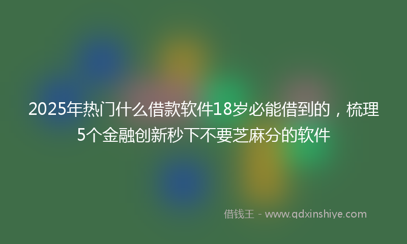 2025年热门什么借款软件18岁必能借到的，梳理5个金融创新秒下不要芝麻分的软件