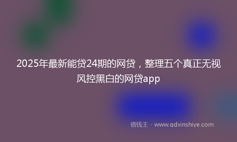2025年最新能贷24期的网贷，整理五个真正无视风控黑白的网贷app