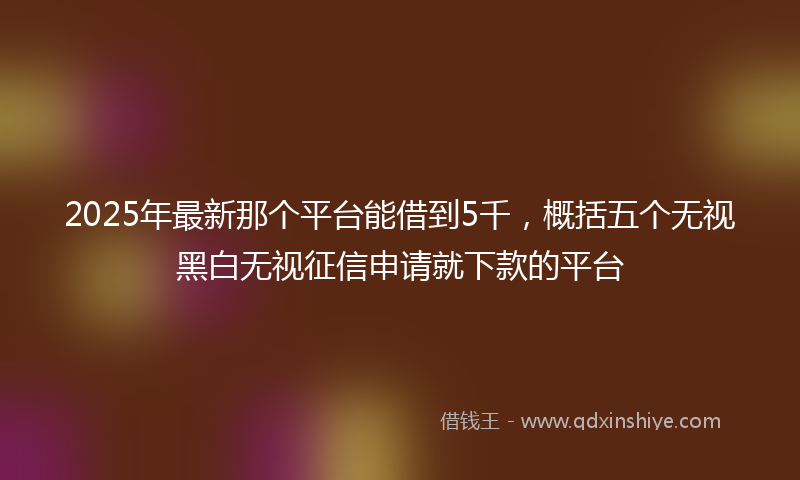 2025年最新那个平台能借到5千，概括五个无视黑白无视征信申请就下款的平台
