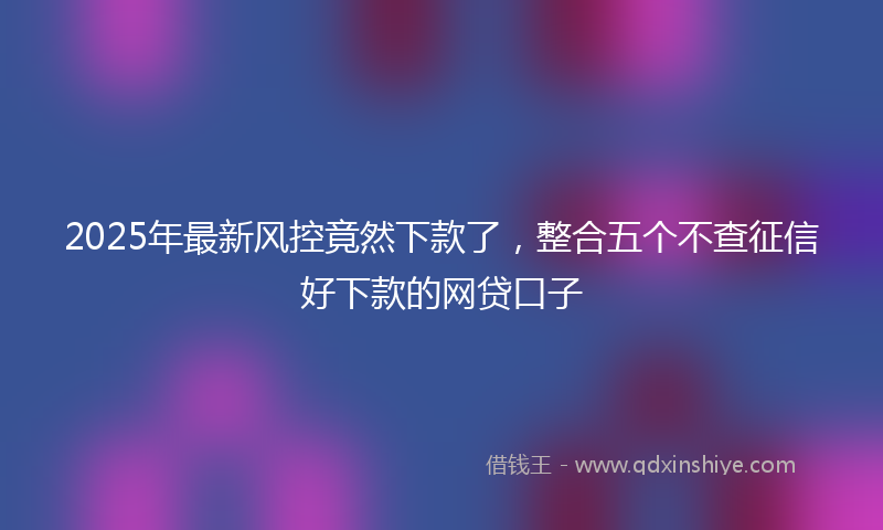 2025年最新风控竟然下款了，整合五个不查征信好下款的网贷口子