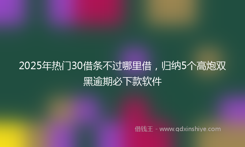 2025年热门30借条不过哪里借，归纳5个高炮双黑逾期必下款软件