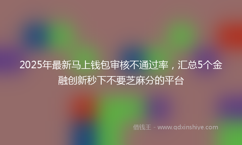 2025年最新马上钱包审核不通过率，汇总5个金融创新秒下不要芝麻分的平台