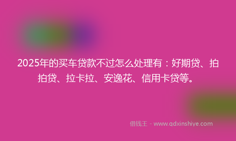 2025年的买车贷款不过怎么处理有：好期贷、拍拍贷、拉卡拉、安逸花、信用卡贷等。
