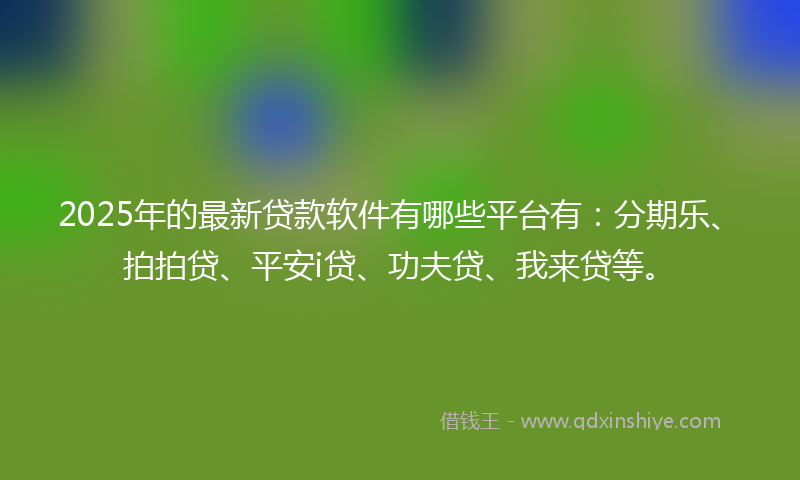 2025年的最新贷款软件有哪些平台有：分期乐、拍拍贷、平安i贷、功夫贷、我来贷等。