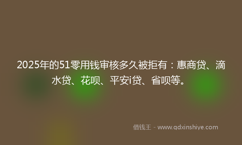 2025年的51零用钱审核多久被拒有：惠商贷、滴水贷、花呗、平安i贷、省呗等。