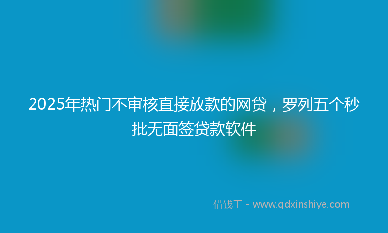 2025年热门不审核直接放款的网贷，罗列五个秒批无面签贷款软件