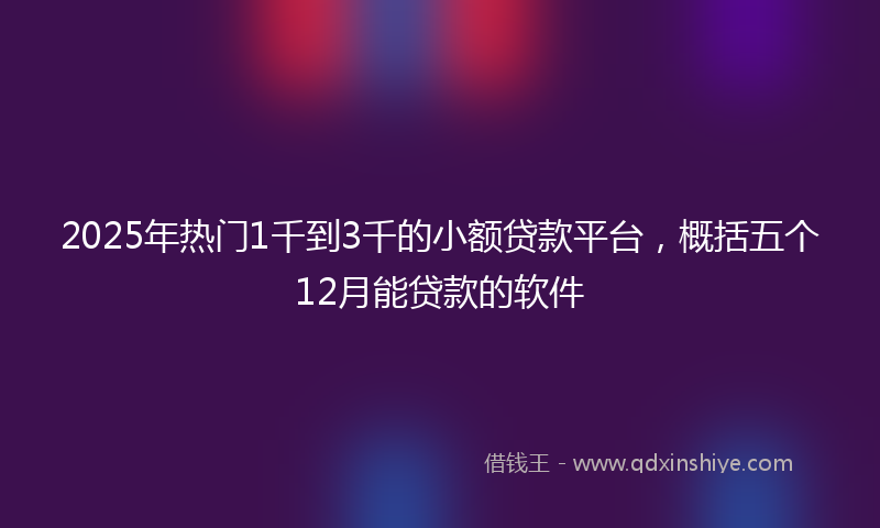 2025年热门1千到3千的小额贷款平台，概括五个12月能贷款的软件
