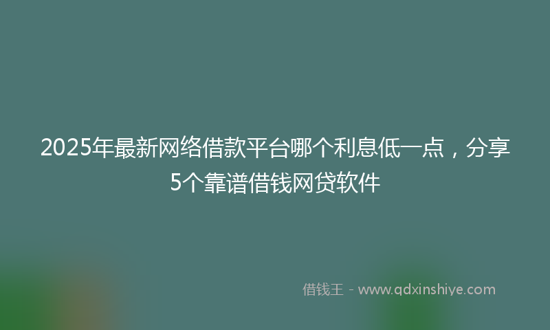 2025年最新网络借款平台哪个利息低一点，分享5个靠谱借钱网贷软件