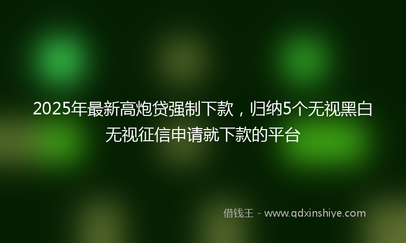2025年最新高炮贷强制下款，归纳5个无视黑白无视征信申请就下款的平台