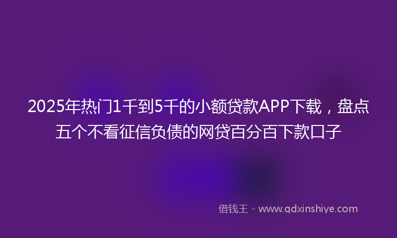 2025年热门1千到5千的小额贷款APP下载，盘点五个不看征信负债的网贷百分百下款口子