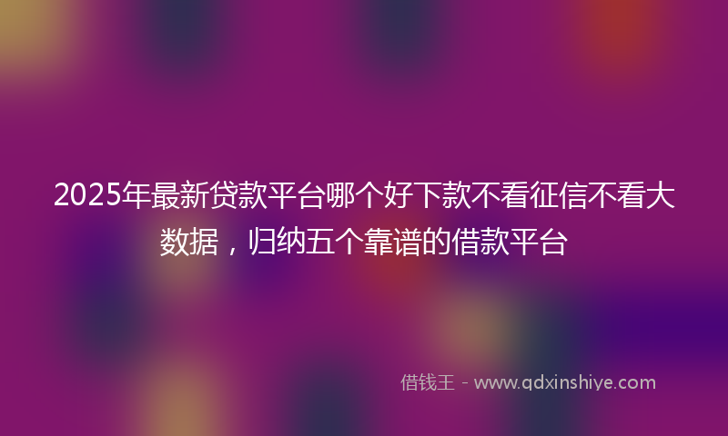 2025年最新贷款平台哪个好下款不看征信不看大数据，归纳五个靠谱的借款平台