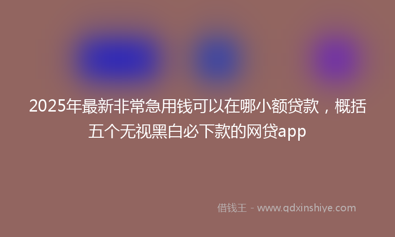 2025年最新非常急用钱可以在哪小额贷款，概括五个无视黑白必下款的网贷app
