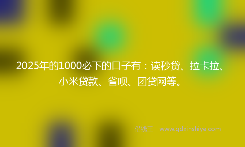 2025年的1000必下的口子有：读秒贷、拉卡拉、小米贷款、省呗、团贷网等。