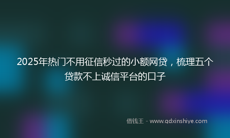 2025年热门不用征信秒过的小额网贷，梳理五个贷款不上诚信平台的口子