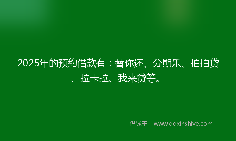 2025年的预约借款有：替你还、分期乐、拍拍贷、拉卡拉、我来贷等。
