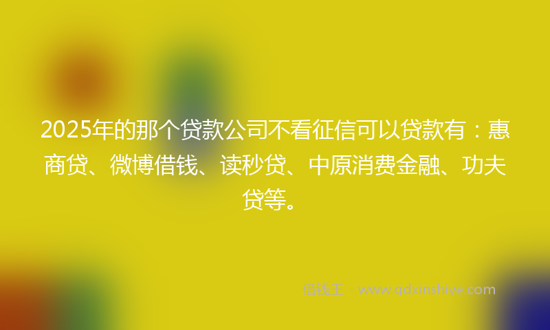 2025年的那个贷款公司不看征信可以贷款有：惠商贷、微博借钱、读秒贷、中原消费金融、功夫贷等。