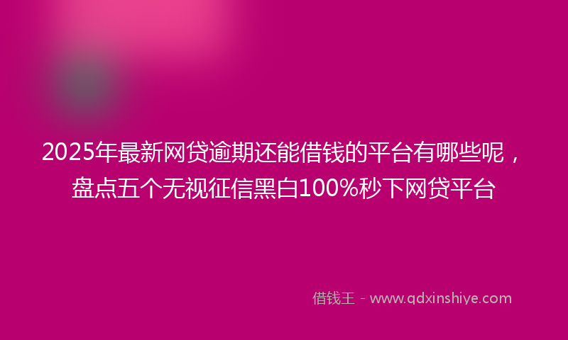 2025年最新网贷逾期还能借钱的平台有哪些呢，盘点五个无视征信黑白100%秒下网贷平台