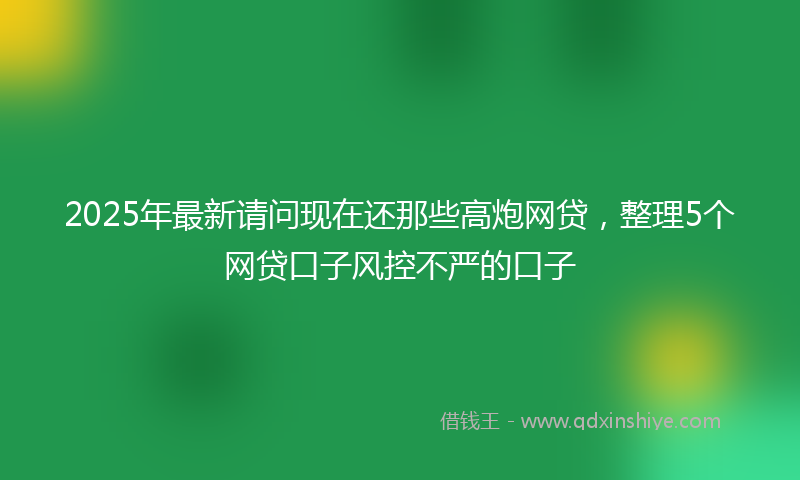 2025年最新请问现在还那些高炮网贷，整理5个网贷口子风控不严的口子