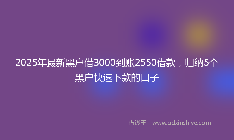 2025年最新黑户借3000到账2550借款，归纳5个黑户快速下款的口子