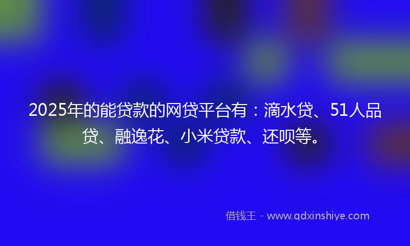 2025年的能贷款的网贷平台有：滴水贷、51人品贷、融逸花、小米贷款、还呗等。