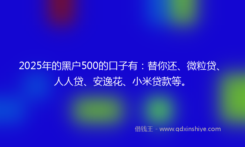 2025年的黑户500的口子有：替你还、微粒贷、人人贷、安逸花、小米贷款等。