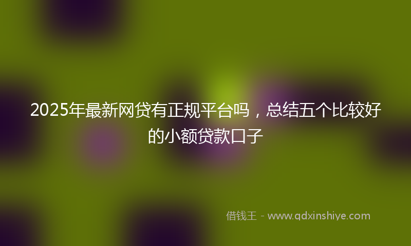 2025年最新网贷有正规平台吗，总结五个比较好的小额贷款口子