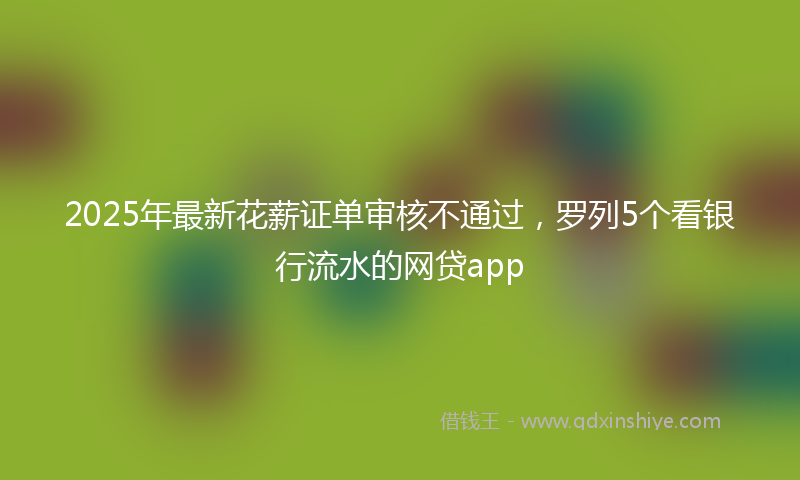 2025年最新花薪证单审核不通过，罗列5个看银行流水的网贷app