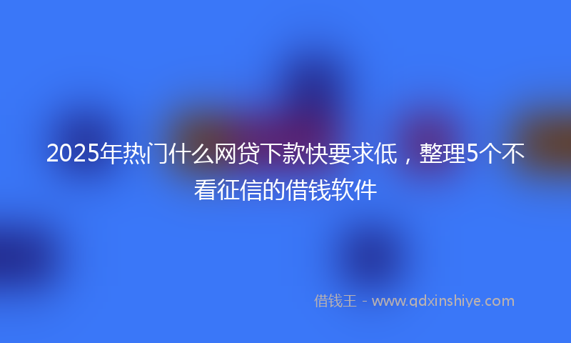 2025年热门什么网贷下款快要求低，整理5个不看征信的借钱软件