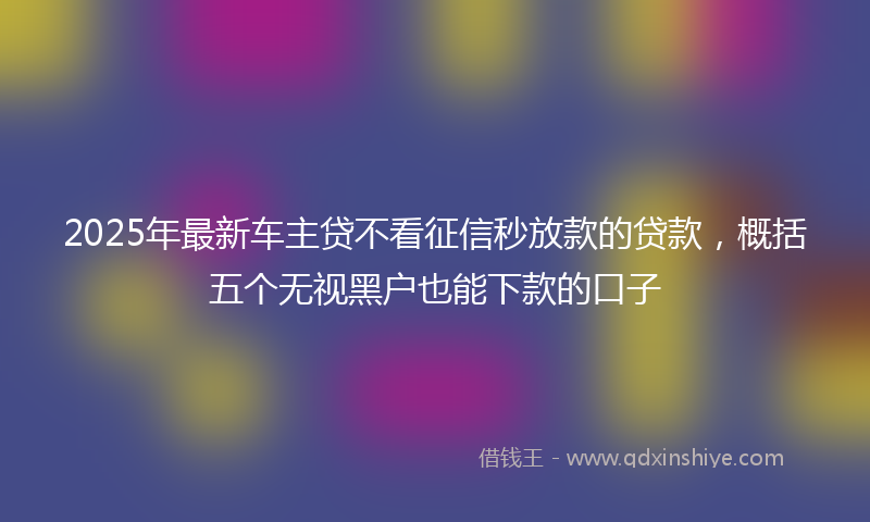 2025年最新车主贷不看征信秒放款的贷款，概括五个无视黑户也能下款的口子