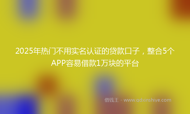2025年热门不用实名认证的贷款口子，整合5个APP容易借款1万块的平台