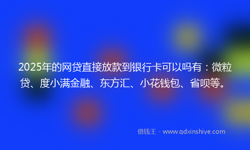 2025年的网贷直接放款到银行卡可以吗有：微粒贷、度小满金融、东方汇、小花钱包、省呗等。