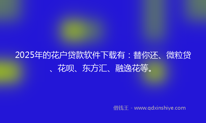 2025年的花户贷款软件下载有：替你还、微粒贷、花呗、东方汇、融逸花等。