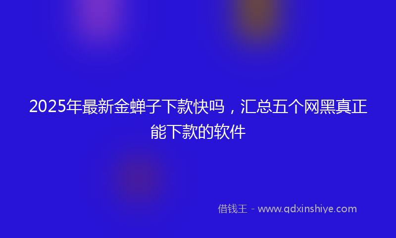 2025年最新金蝉子下款快吗，汇总五个网黑真正能下款的软件