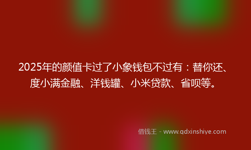 2025年的颜值卡过了小象钱包不过有：替你还、度小满金融、洋钱罐、小米贷款、省呗等。