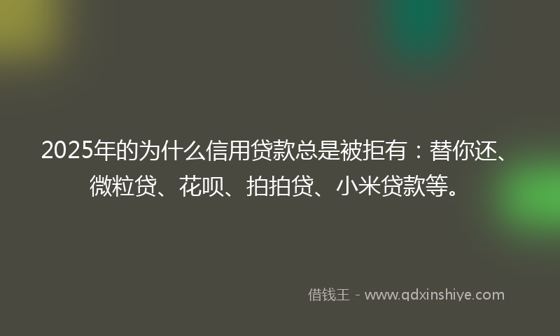 2025年的为什么信用贷款总是被拒有：替你还、微粒贷、花呗、拍拍贷、小米贷款等。