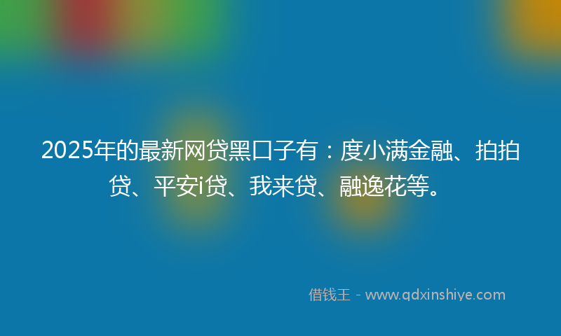 2025年的最新网贷黑口子有：度小满金融、拍拍贷、平安i贷、我来贷、融逸花等。