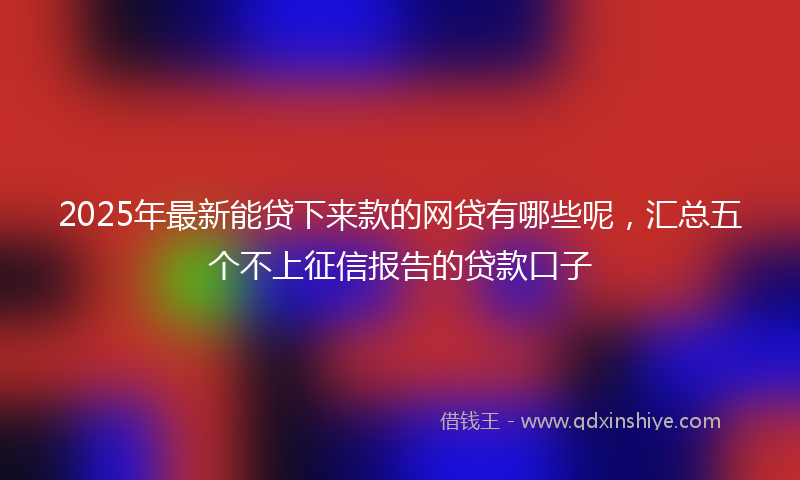 2025年最新能贷下来款的网贷有哪些呢，汇总五个不上征信报告的贷款口子