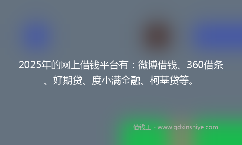 2025年的网上借钱平台有：微博借钱、360借条、好期贷、度小满金融、柯基贷等。