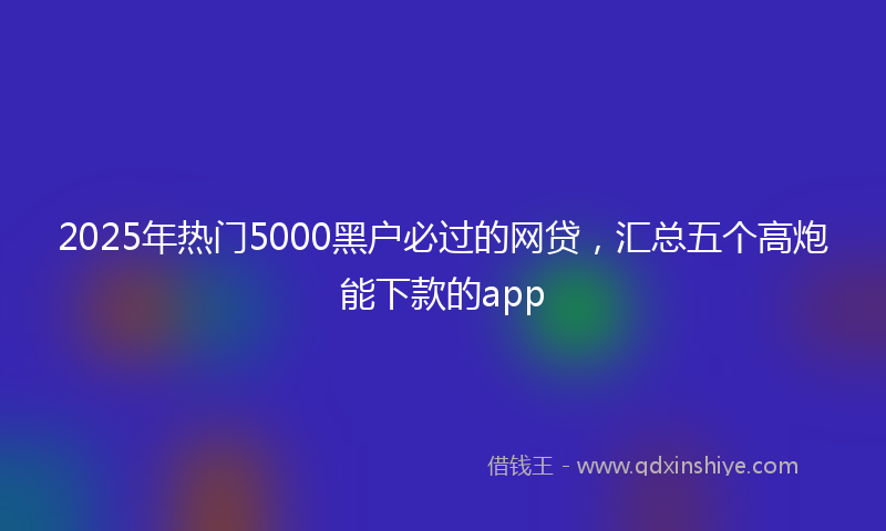 2025年热门5000黑户必过的网贷，汇总五个高炮能下款的app