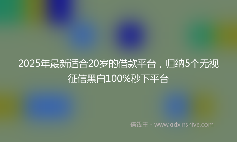 2025年最新适合20岁的借款平台，归纳5个无视征信黑白100%秒下平台
