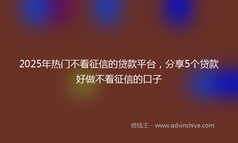 2025年热门不看征信的贷款平台，分享5个贷款好做不看征信的口子