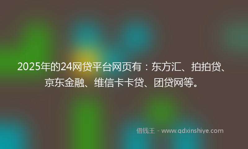 2025年的24网贷平台网页有：东方汇、拍拍贷、京东金融、维信卡卡贷、团贷网等。