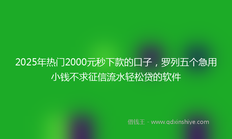 2025年热门2000元秒下款的口子，罗列五个急用小钱不求征信流水轻松贷的软件
