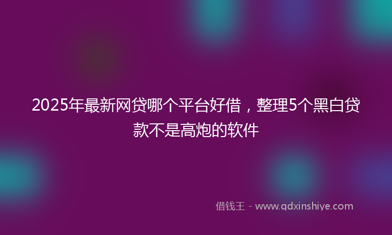 2025年最新网贷哪个平台好借，整理5个黑白贷款不是高炮的软件